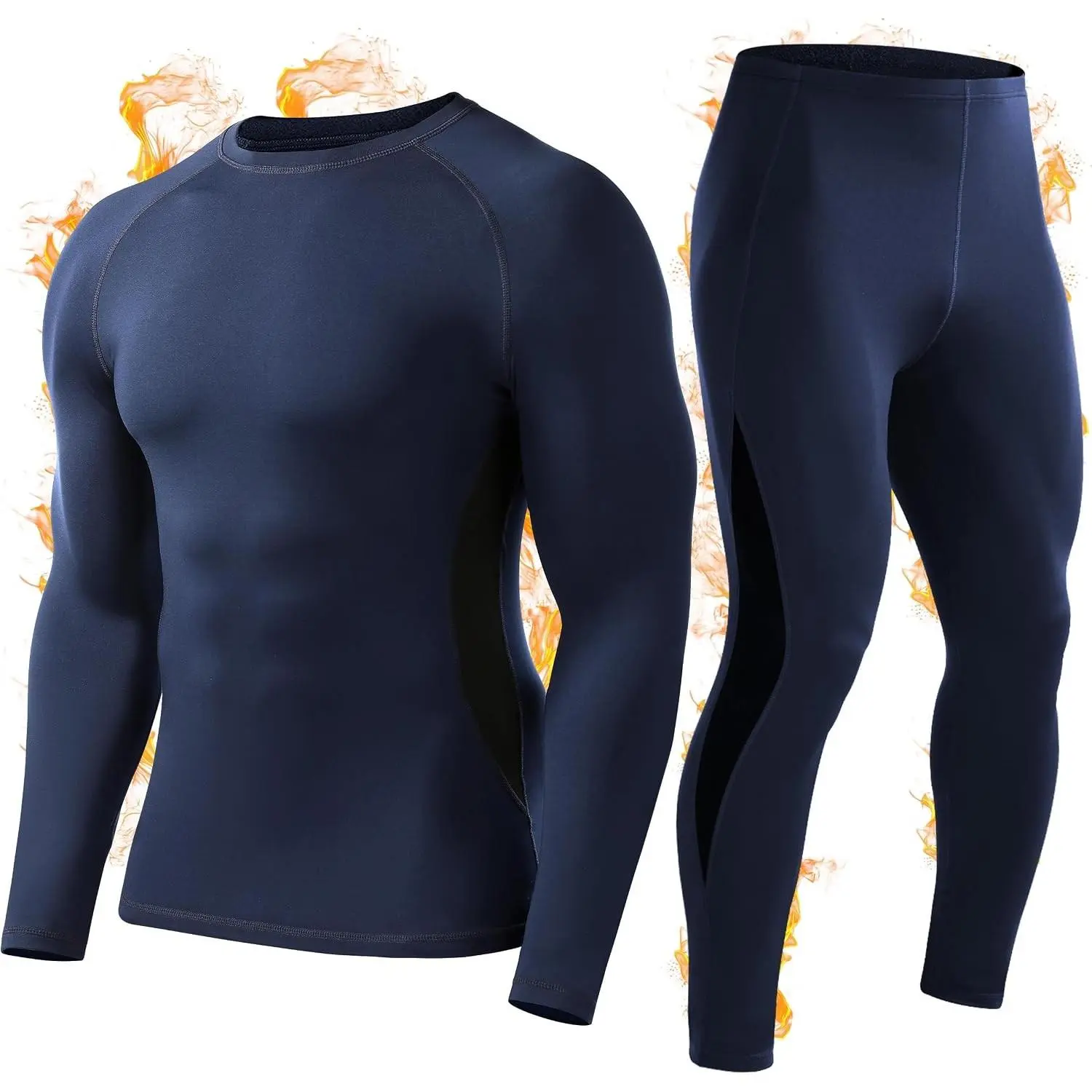 Men's Thermal Underwear Set: Fleece Lined Long Johns Base Layer Top & Bottom for Ski & Cold Weather(Gift)