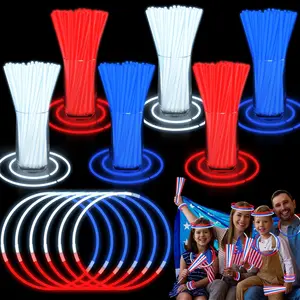 300 Pack Patriotic Red White Blue Glow Sticks Party Favors with Connectors, Glow in the Dark Bracelets & Necklaces, 4th of July Memorial Day Decorations, 250th Anniversary USAfidget toys