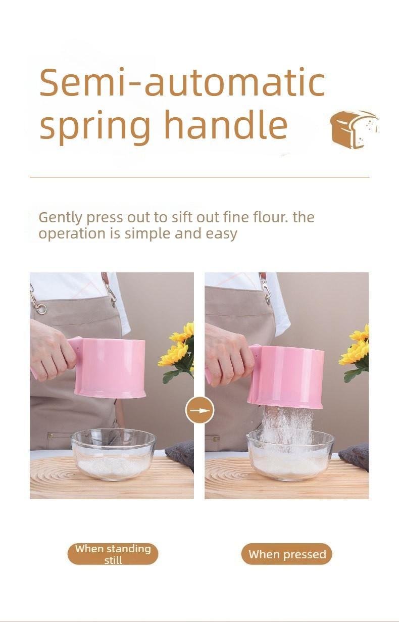 Semi-automatic flour sifter, hand-cranked sugar sieve, handheld filter, powder sprinkler, cup-type strainer, baking tool