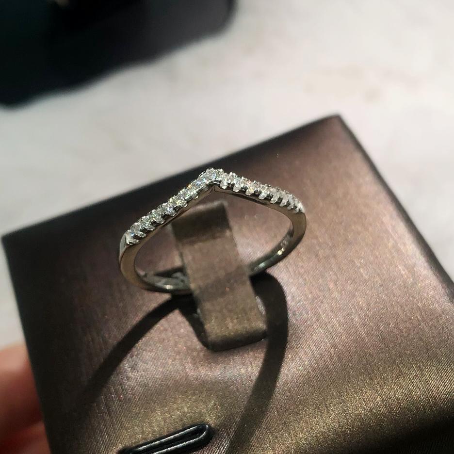 S925 Sterling Silver V-Shaped Ring Synthetic Moissanite Ring fashion jewelry accessory woman girl promise ring-167(50%)