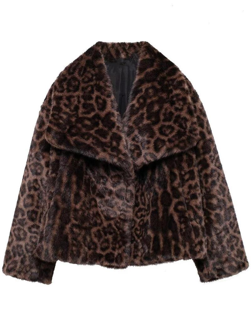 Women's Solid Color Faux Fur Jacket, Casual Long Sleeve Collared Fuzzy Coat for Fall & Winter, Women's Clothing for Daily Wear, Lady Outerwear