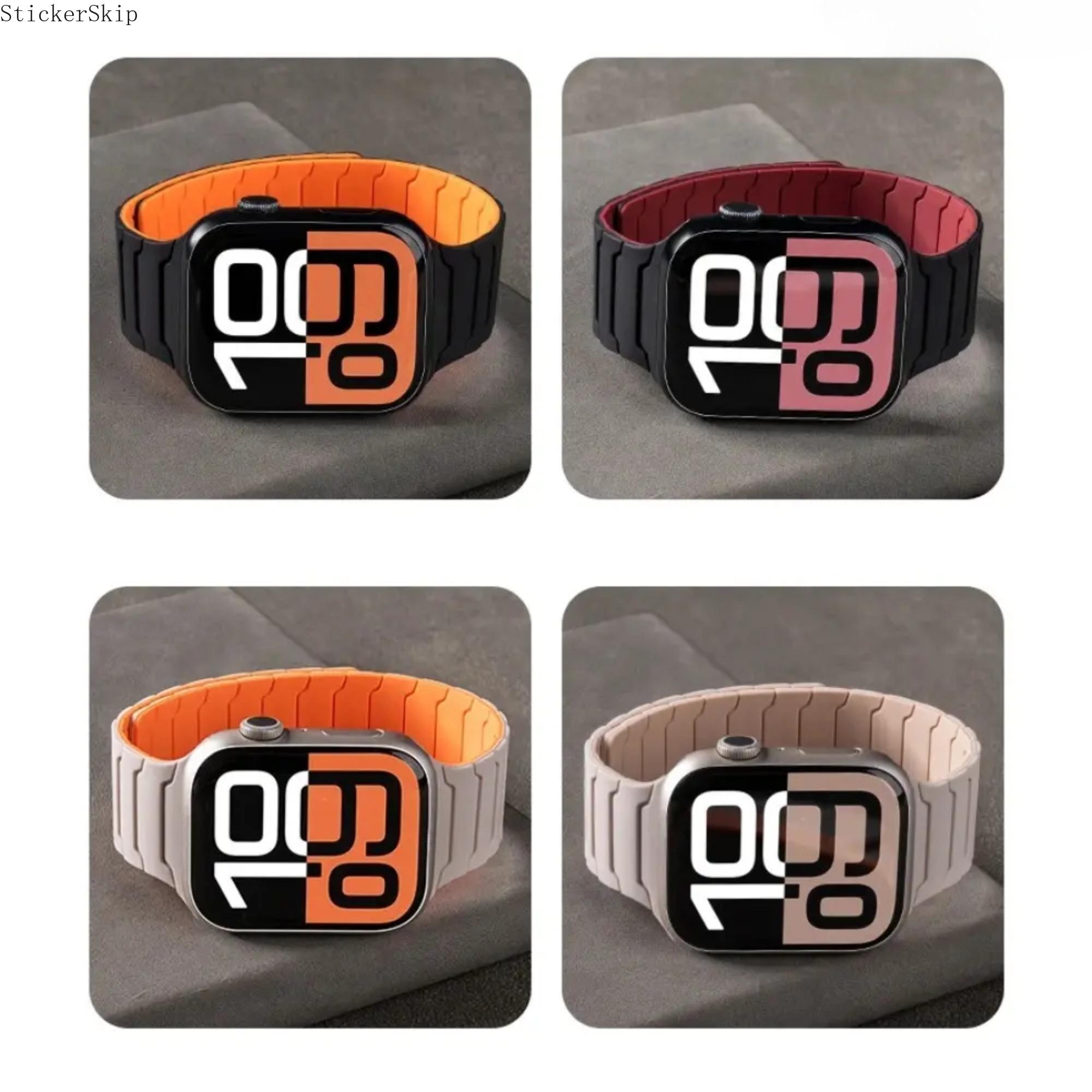 2026 Trendy 2-Pack Magnetic Silicone Apple Watch Bands – Adjustable Sport Strap Compatible with 38–49mm Ultra 2/3, SE & Series 8–11, Soft Breathable Lightweight Wristbands for Workout, Daily Wear & Gift