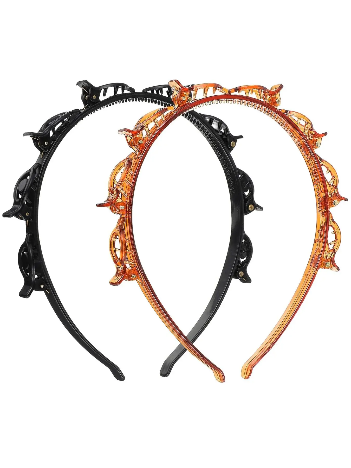 2 Pieces Professional Braided Bangs Clip Headband Black Brown Hairband for Female Girls Hairstyle Accessories