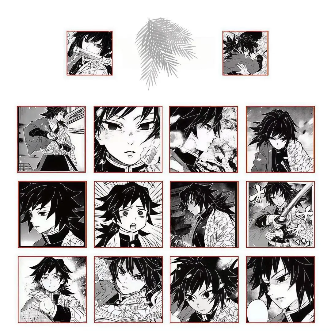 500Pcs Demon Slayer Tomioka Giyuu Sticker Roll, Black White Manga Panel Anime Character Labels for Package Sealing, Journal
