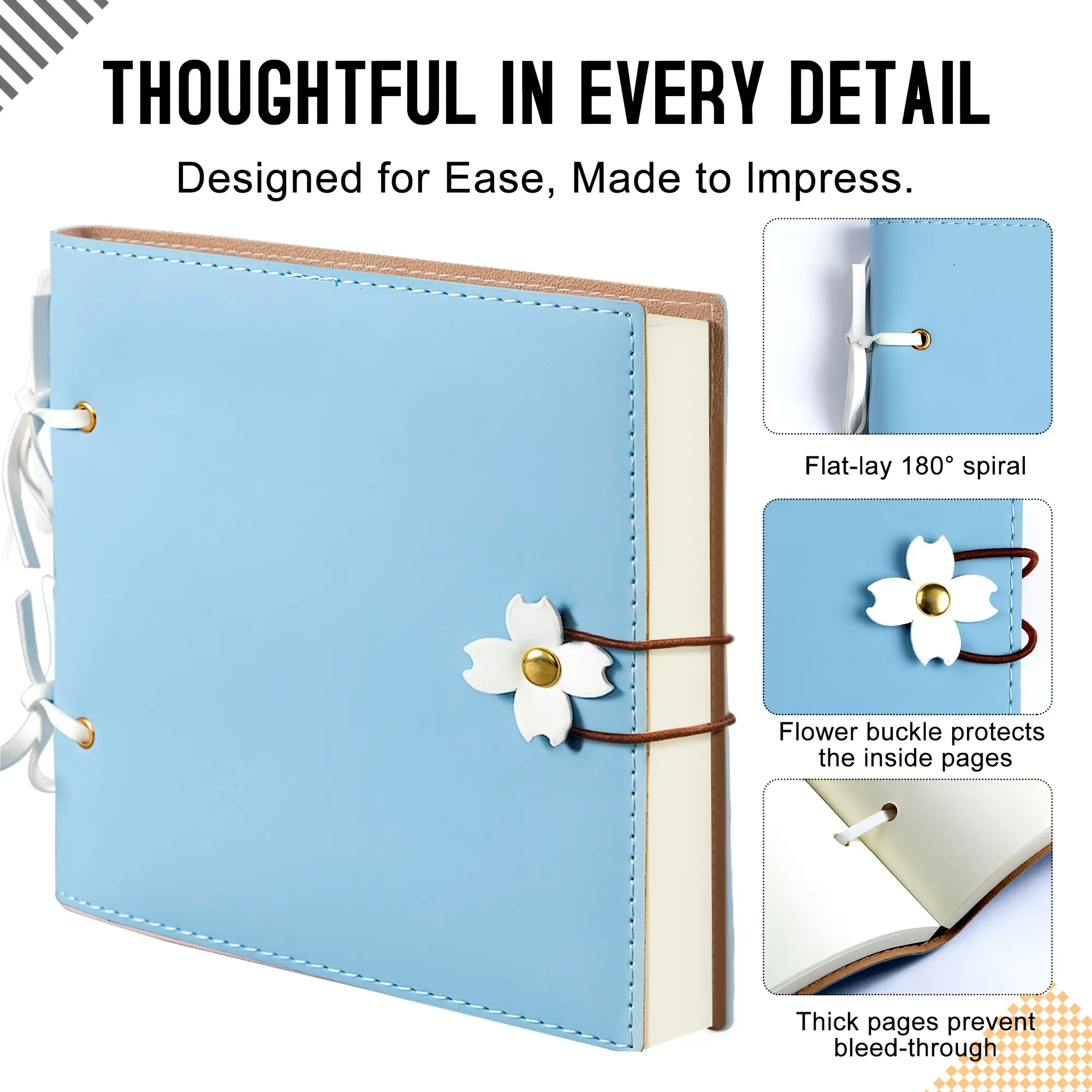 Pastel Photo Album With Cherry Blossom Decor, Ribbon Tie Refillable Loose Leaf Scrapbook Journal, Cute DIY Memory Book For Travel Wedding Baby Photos, Scrapbook Albums
