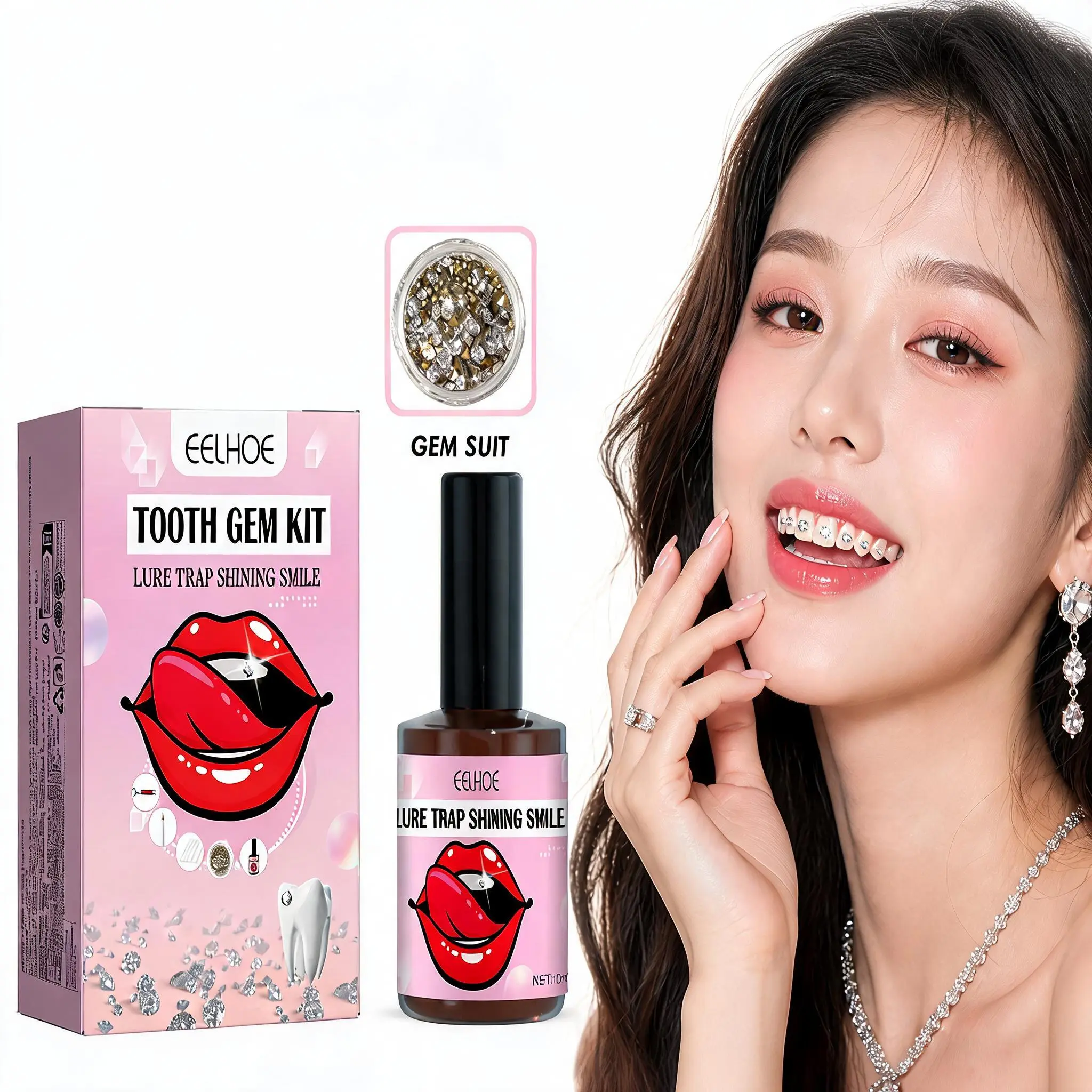 Tooth Gem Kit for Firm Long-Time Wear, DIY Teeth Accessory with UV Light, Beginner-Friendly with Simple Installation and Easy Removal, Dental Accessories, Party Aesthetic, Uv Glue, Oral, Stick + Cure