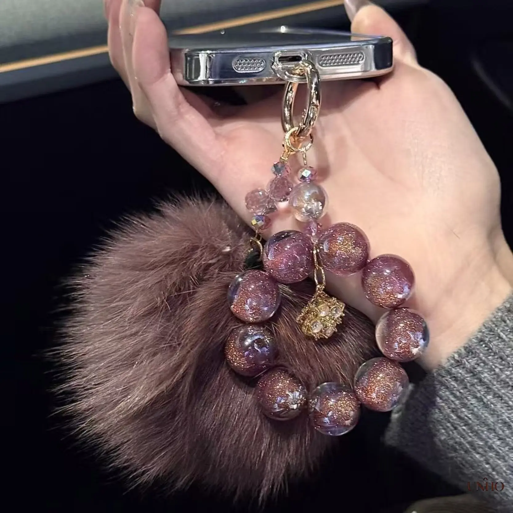 Sparkling Glitter Hand Knotted Pom Pom Charm, Soft Multi-Use Hanging Accessory As Autumn Winter Phone Strap, Daily Keychain And Handbag Decoration