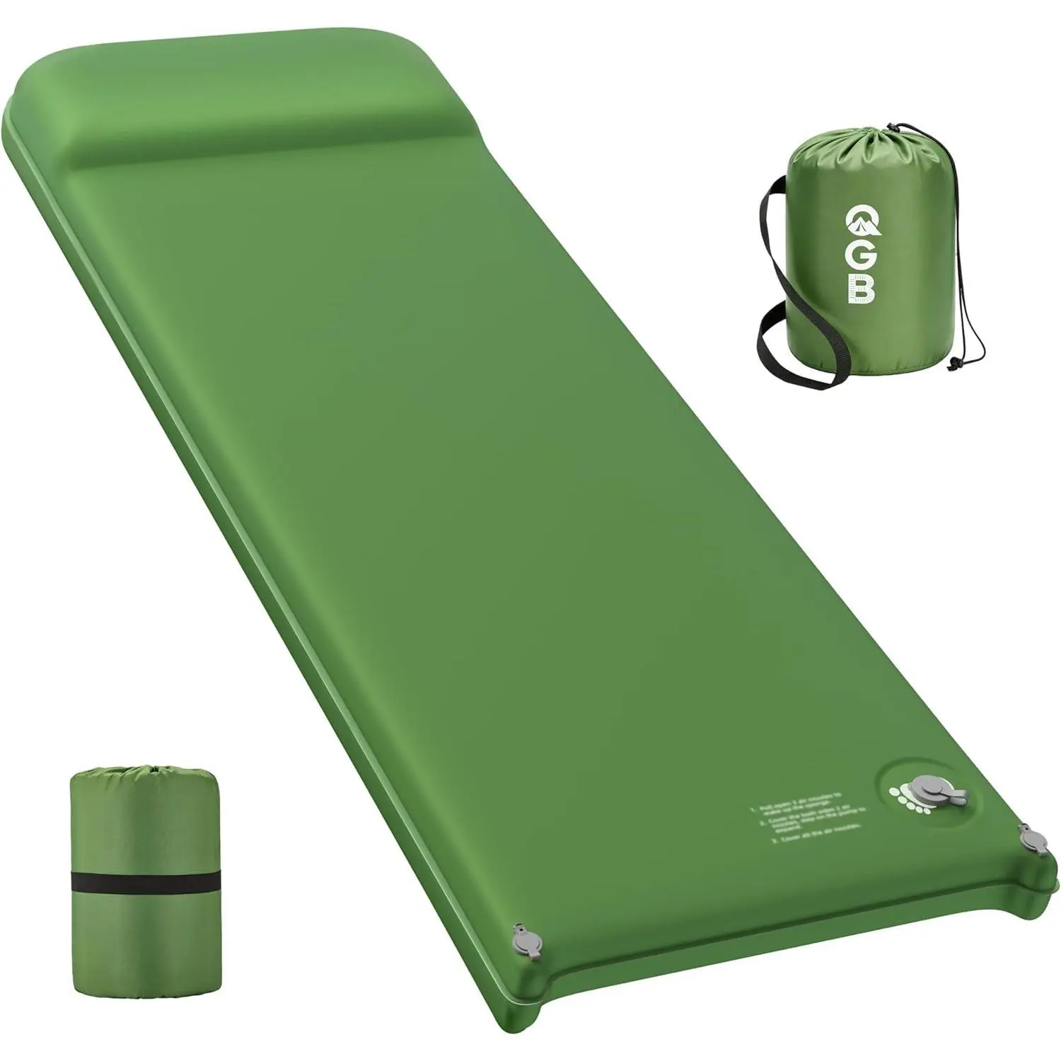 Memory Foam Camping Sleeping Pad, Foldable and Portable Self-Inflating Camping Mattress Pad, 9.5 R-Value Insulated & Quiet Sleeping Mat with Pillow, Compact for Backpacking Hiking Car Traveling Tent