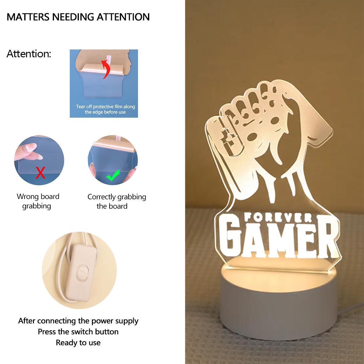Game Controller Night Light, USB Powered Creative Glowing Desk Lamp, Atmosphere Light, 3D Decorative Night Light, Led Mood Light for Bedroom Gift, Home Decor Light, Led Nightlight