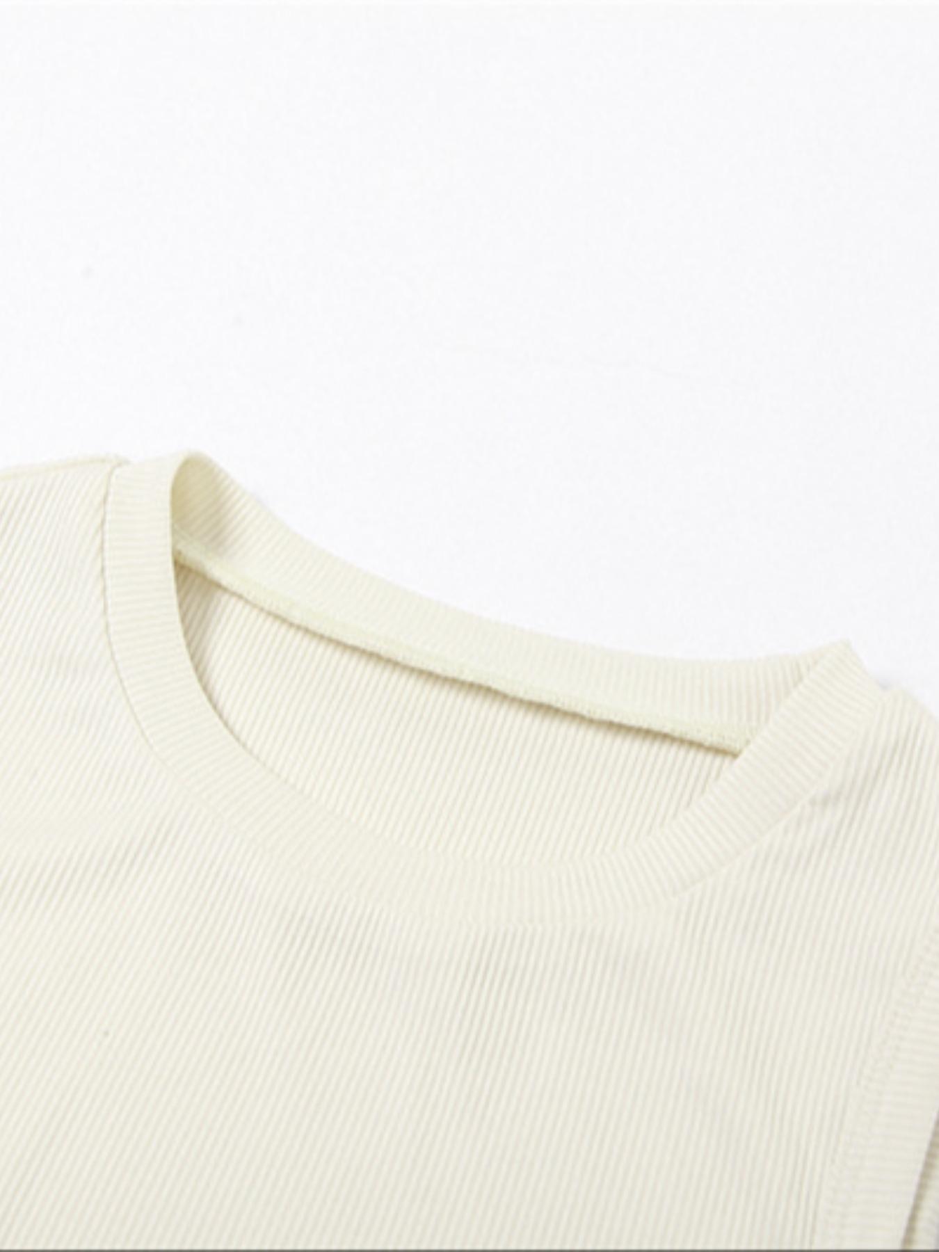 Women's Casual Two-Piece Set, Plain Color Crop Top & Flare Pants, Summer Fitted, Moderate Knit Fabric, Stylish Ladies' Clothing