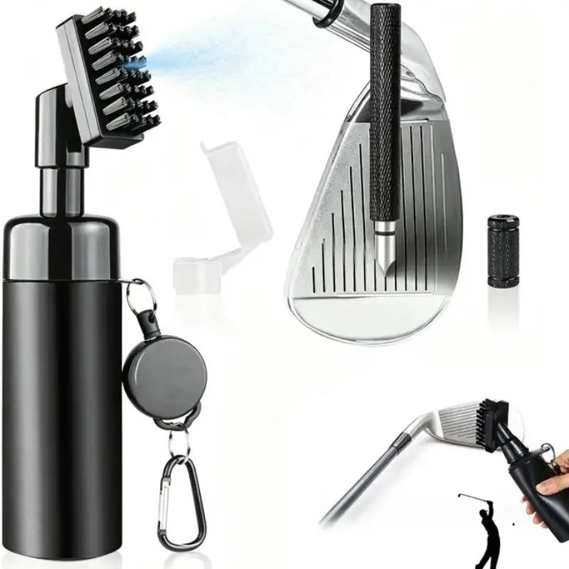 Golf club cleaning kit, includes a groove sharpener and club head groove brush, simple and effective backspin enhancing tool for men and women, golf club cleaning bottle brush, golf accessories (ideal birthday/Thanksgiving gift) Golf Gifts