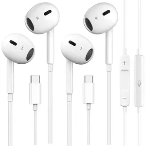 2 Pack USB C Headphones for  17/16/15 Pro Max, Wired in-Ear Earphones Type C Earbuds with Mic & Volume Control Compatible with  17/16/15 Plus/Air/Pro, iPad Pro,  USB C Jack Device