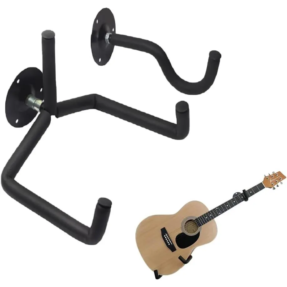 Guitar Wall Mount Acoustic/Electric/Classical Guitar, Ukulele, Banjo and Mandolin Wall Hanger Horizontal Holder Bass Stand Rack Hook (Set of 1) | Acoustic/Electric/Classical Guitar, Ukulele, Banjo and Mandolin Wall Hanger