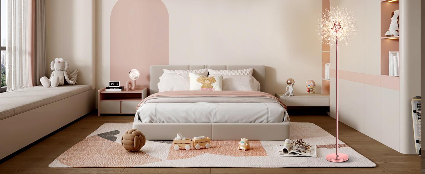 69'' Crystal Floor Lamp Decorative Lights for Living Room, Modern Standing Lamp with 738PCS K9 Crystals, Tall Lamp Pole Light for Bedroom Office, Mid Century Floor Lighting with 9 LED Bulbs