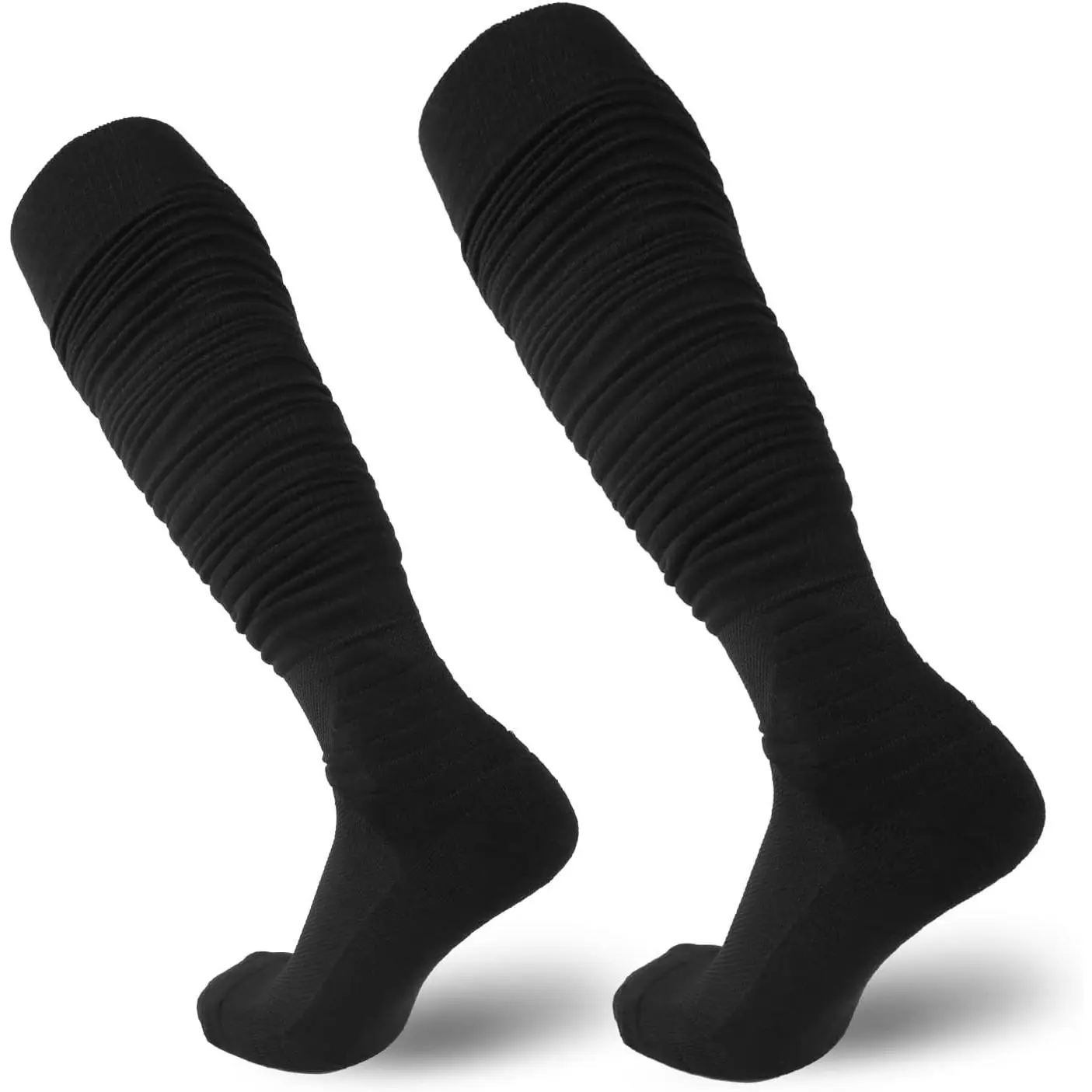 Men's Non-Slip Extra Long Knee High Football Soccer Socks, Scrunchie Athletic Compression Socks, White(Gift)