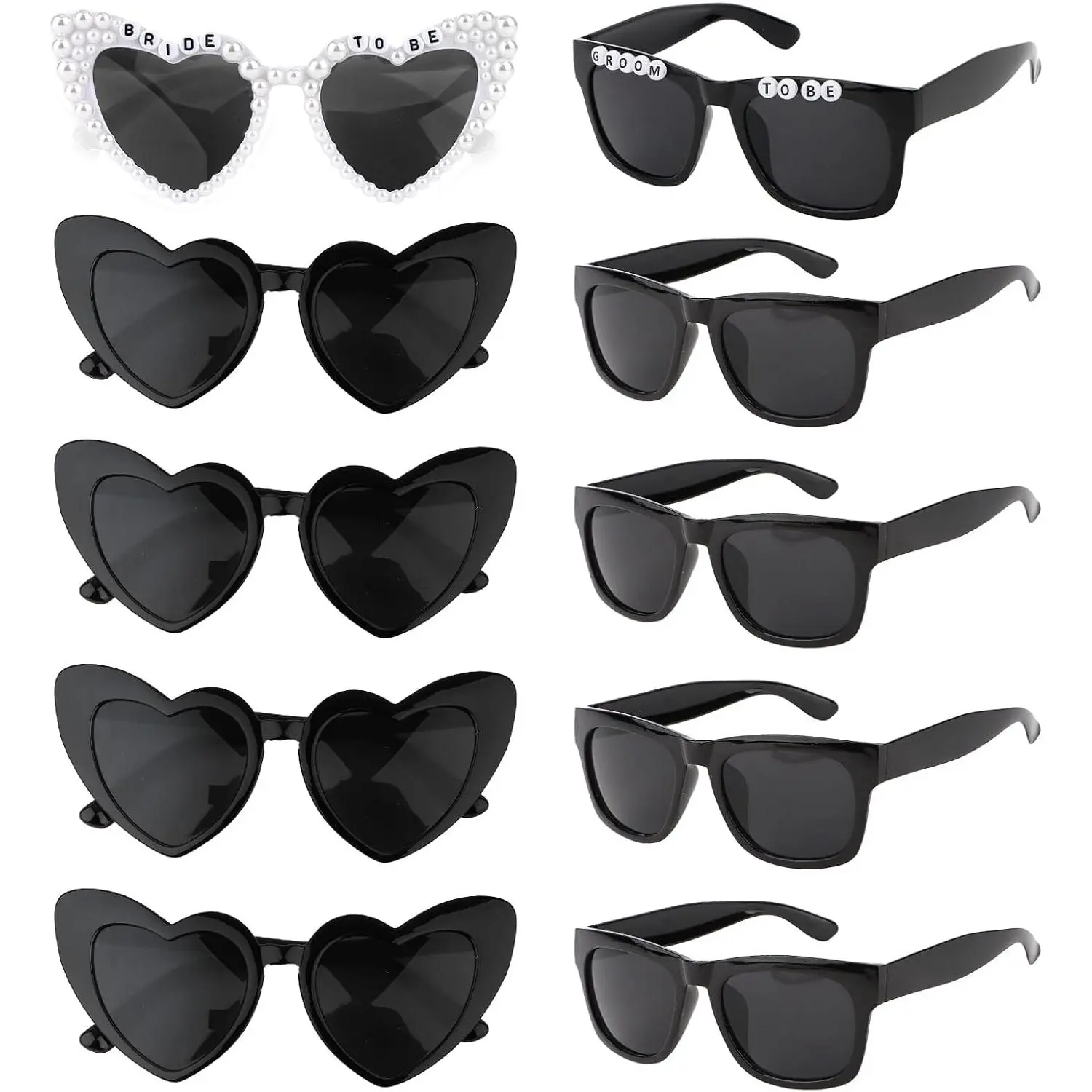 10 count Bride to Be Sunglasses Bachelorette Sunglasses Bulk | Heart Sunglasses Bulk for Bride Bridesmaids Bachelorette Party Gifts