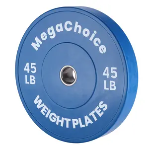 45 lb Blue and 25 lb Green Rubber Bumper Weight Plates, Individual, 2-Inch Olympic Steel Insert, Printed Weight Markings