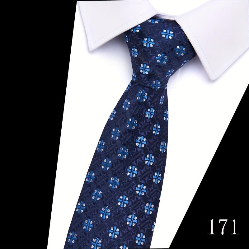Classic 5-Piece Woven Necktie Set for Male Adults, Patterned Formal Fashion Accessories with Cufflinks and Tie Clip