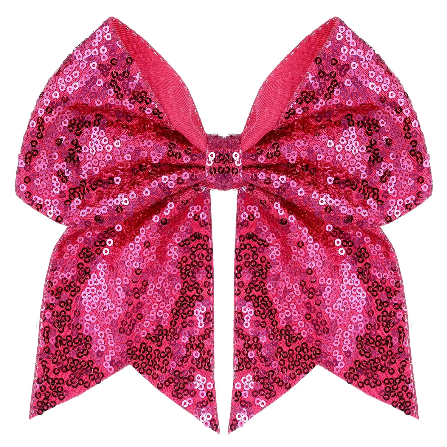 Women & Teens Bow Shape Hair Clip - 7-Inch Glitter Sequin Cloth, Lightweight, Bling Effect Accessory for Parties & Events (Hot Pink, 1 Pc)