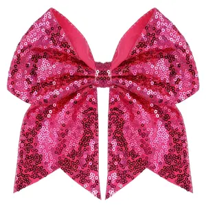 Large Big 7 Inch Glitter Bow Clip Sequin Bling Party Hair Accessories for Women Teens Girls Kids 1 Pcs (Hot Pink)