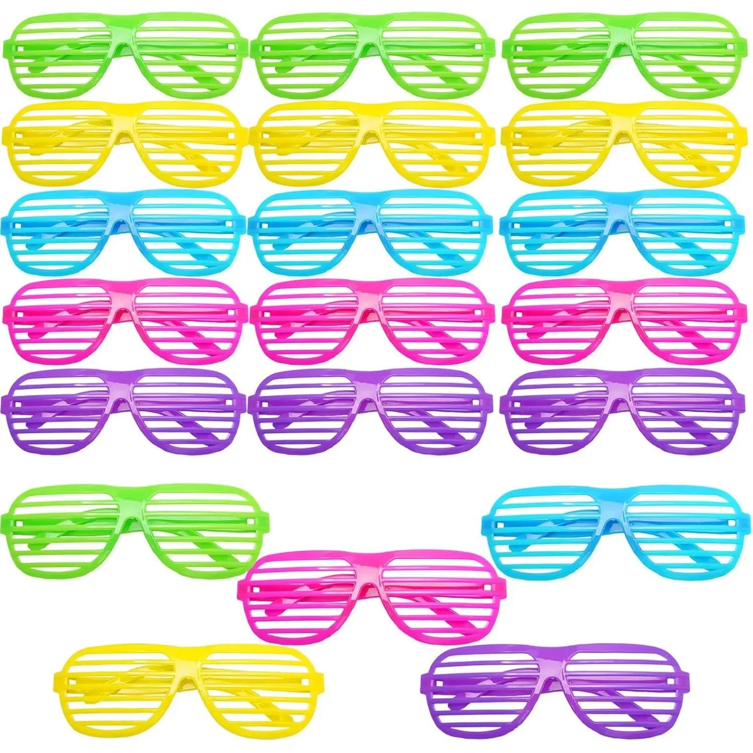 20 Pairs Shutter Shades Neon Slotted Sunglasses 80s Accessories Eyewear Props