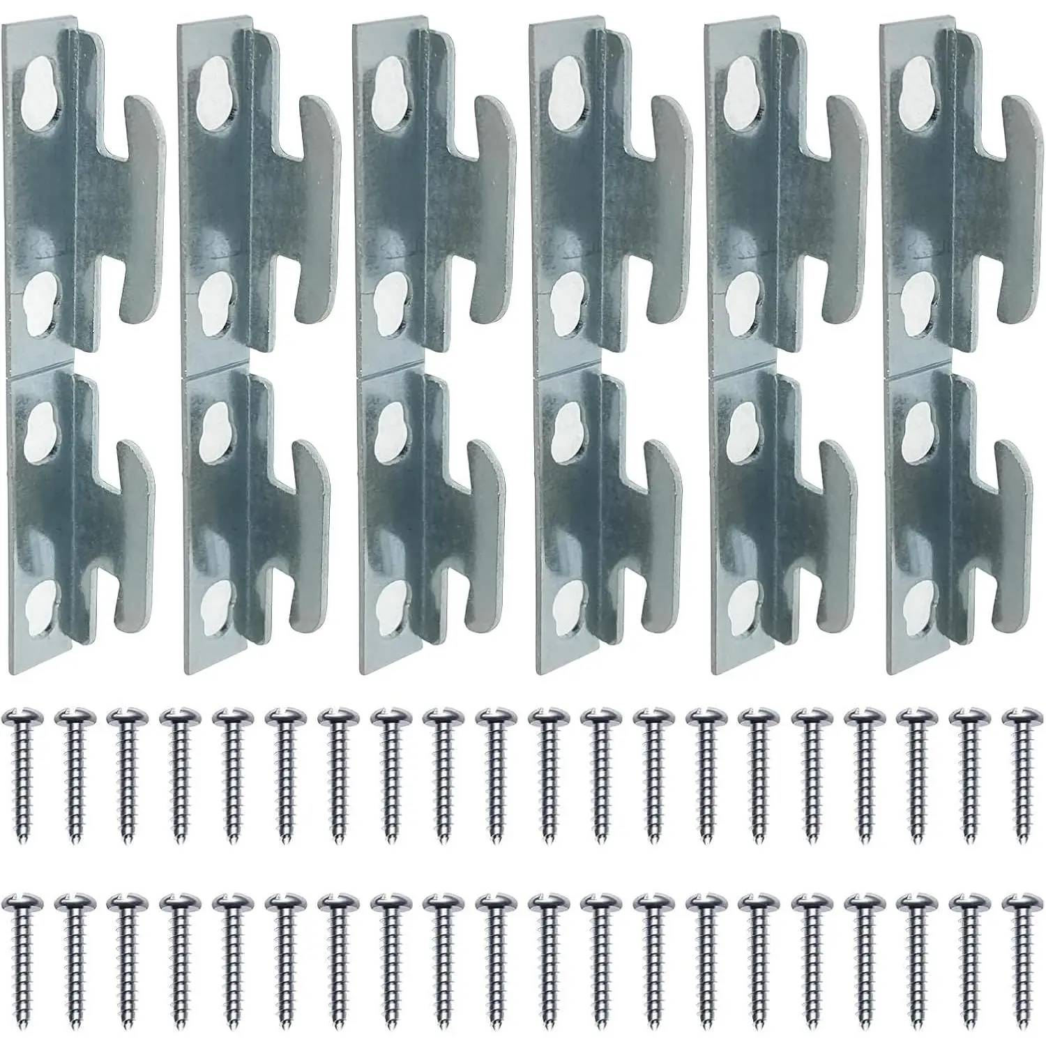 XJKJ 12 count Curtain Rod Brackets Heavy Duty, 12 Sets Wall Mount Curtain Rod Hardware Hooks, Single Rod Holders with Screws for Living Room Bedroom, Zinc Plated Anti-Rust