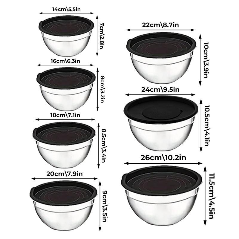 Nifogo 23PCS Nesting Mixing Bowls Set Stainless Steel Bowls with Lids Baking Utensils Graters Whisk Stackable Food Prep Cooking Tools for Kitchen - Tableware