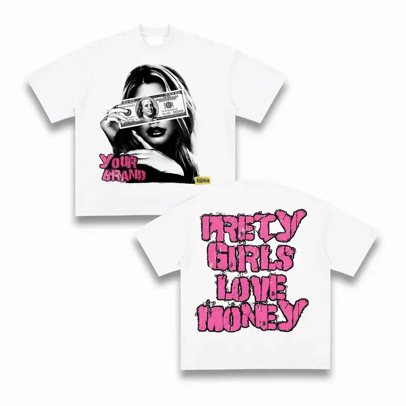 Graphic T-Shirt Viral TikTok "PRETTY GIRLS LOVE MONEY" Graphic T-Shirt, Y2K Aesthetic Oversized Streetwear Tee, Bold Print Casual Shirt, Trendy Lounge Errand Wear Top, Unisex Daily Home Outfit Fashion Piece