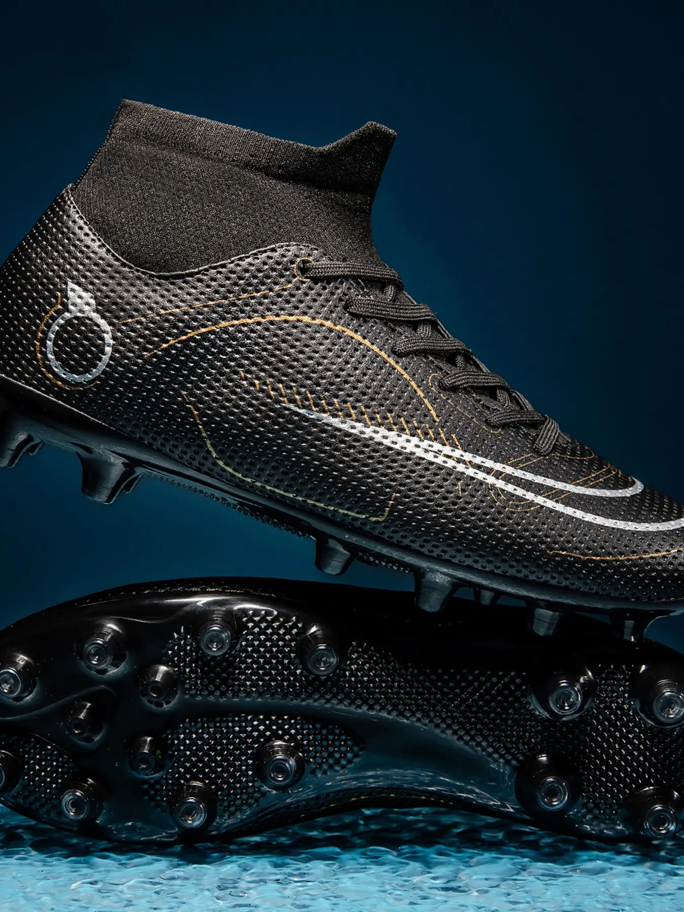 Men's Breathable Football Shoes, Fg/ag Long Studs, Artificial Grass, All-Season, Anti-Slip, Durable, Ankle Protection, Multi-Color Options