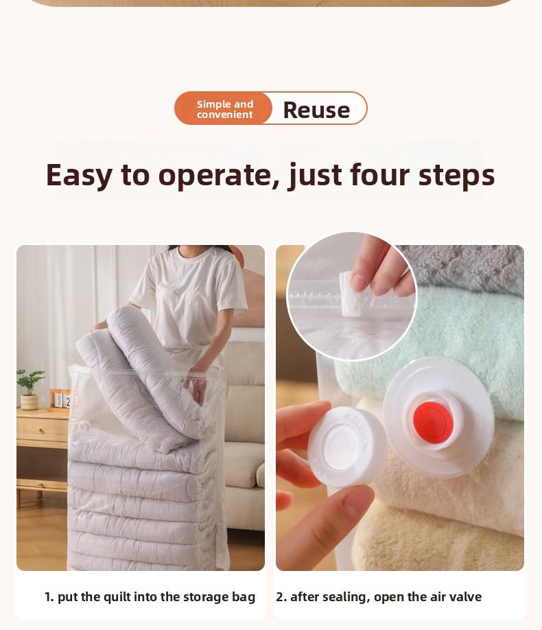 Vacuum Compression Bag No Air Extractor Needed 3D Thickened Large Capacity Clothes Quilts Storage Sealing Bag