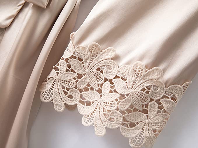 Bridesmaid Robes Rose Gold Bride Robe Wedding Bridesmaid Gift Satin Lace Robe Bridal Dressing Gown Bachelorette Party Pajamas