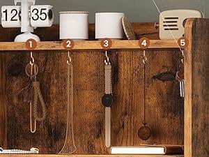 Sikaic LED Tall Nightstand with Bookshelf Brown Multifunctional Console Table Modern Corner Vanity Modern Furniture