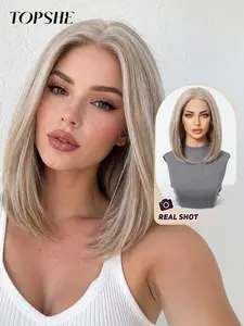 Topshe Light Hemp Gold Side Part Bob Wig, Minimalist Commuter Style, Daily Natural Look, No Maintenance Full Headpiece