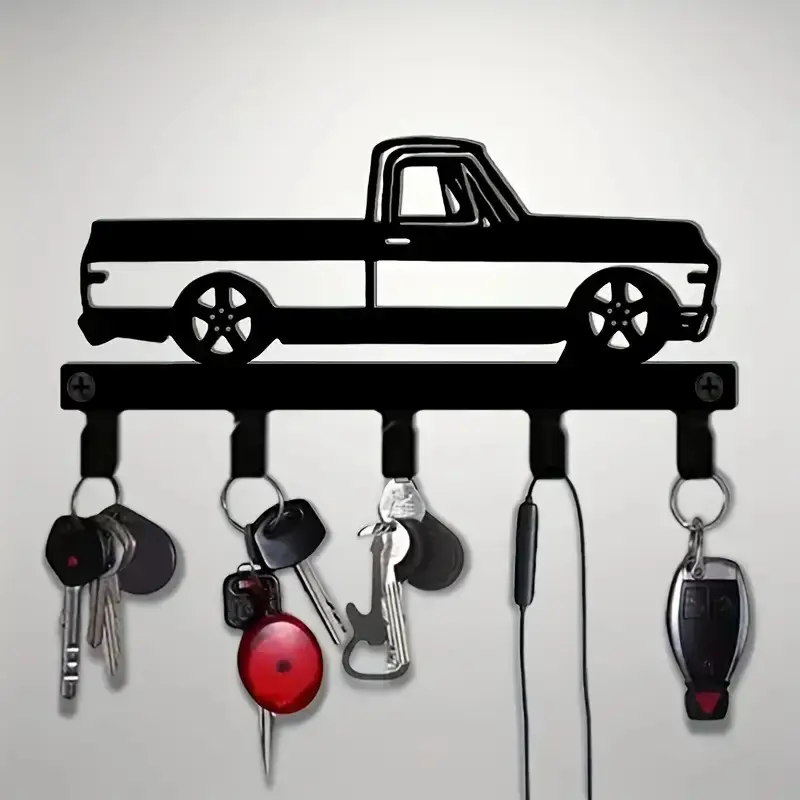 Vintage Truck Key Holder, Heavy Cast Iron Key Organizer, Space-Saving Door Design, Ideal for Car Keys, Hats, Bags, Towels, Farmhouse Style