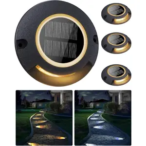 Solar Deck Dock Walkway Decorative Lights Outdoor Waterproof 4 Pack, 2 Colors in 1 Single-Sided LED Solar Driveway Lights, Road Driveway Marker for Warning Stair Pathway Patio Yard, Black