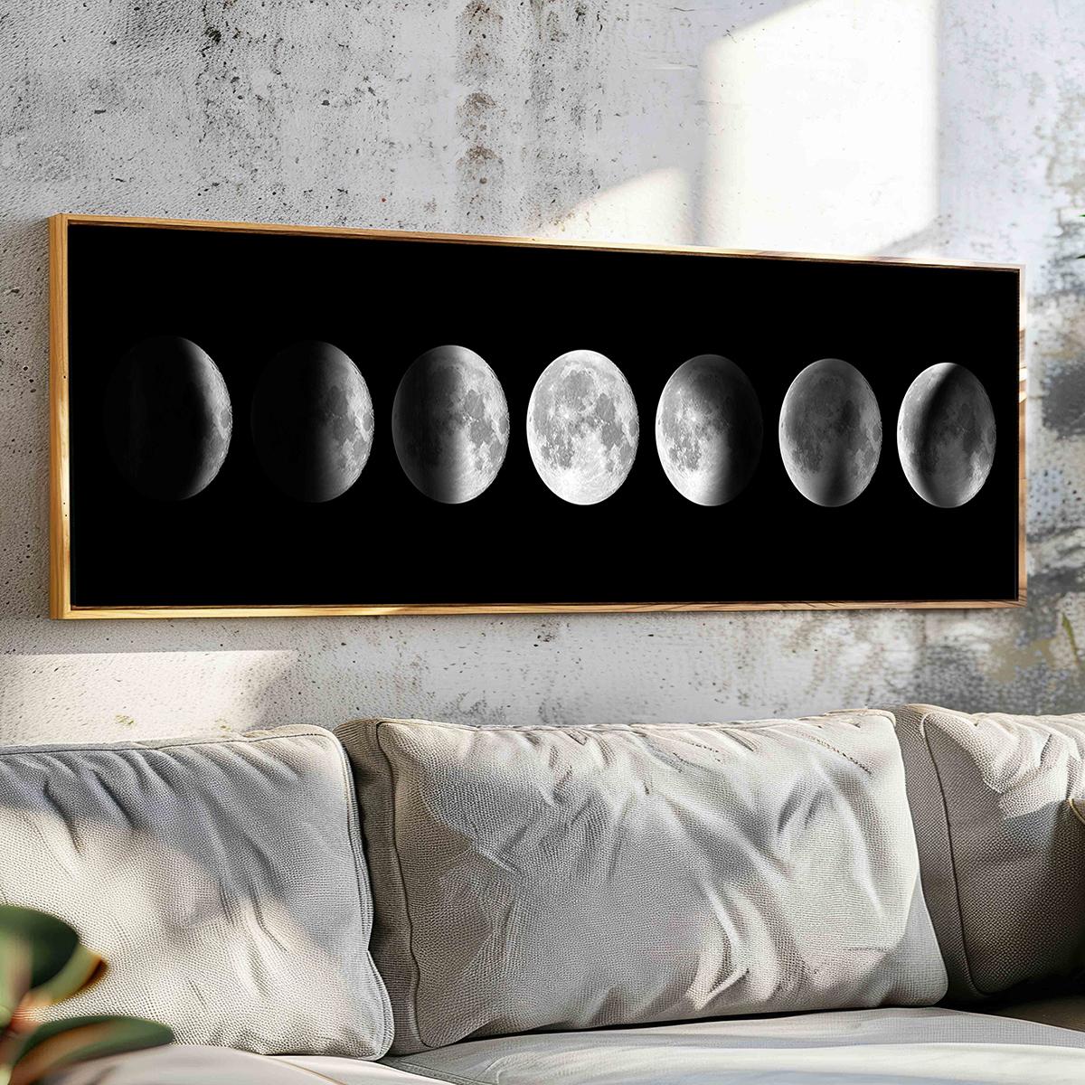 Moon Phase Pattern Unframed Painting, 1 Count Modern Artistic Canvas Wall Art, Wall Art Decoration, Wall Decor for Home Living Room Bedroom Office, Room Decor, Home Decor, Ornaments