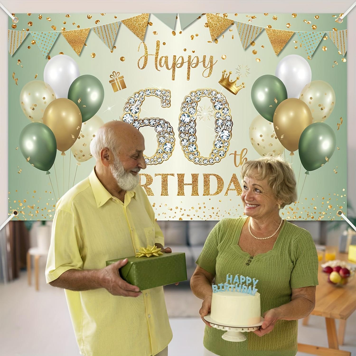1SET Golden Green Birthday Banner for 30 40 50 60th Birthday Party Background Banner Decoration Supplies For Photography