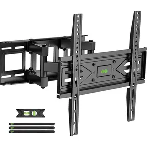 Full Motion TV Wall Mount for Most 32-70 inch TVs up to 99 lbs, Wall Mount Bracket with Dual Articulating Arms, Swivel, Tilt, Max VESA 400x400mm, TV Mount Fits 12"/16" Wood Studs