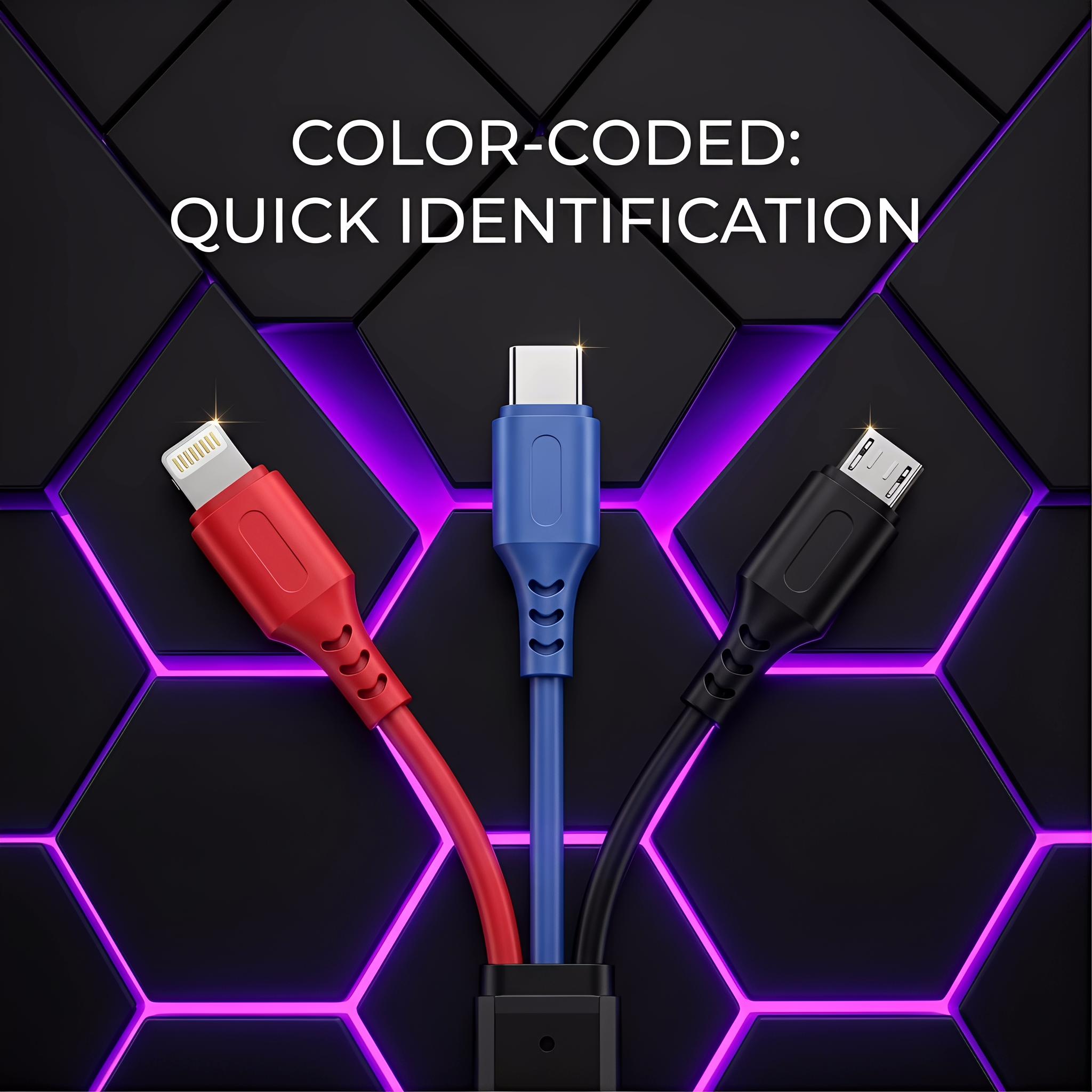 3-in-1 10A Super Fast Charging Cable 3M Extra Long, Durable Braided Multi Charger Cord with LED, Universal for iPhone 16 15 Pro Max