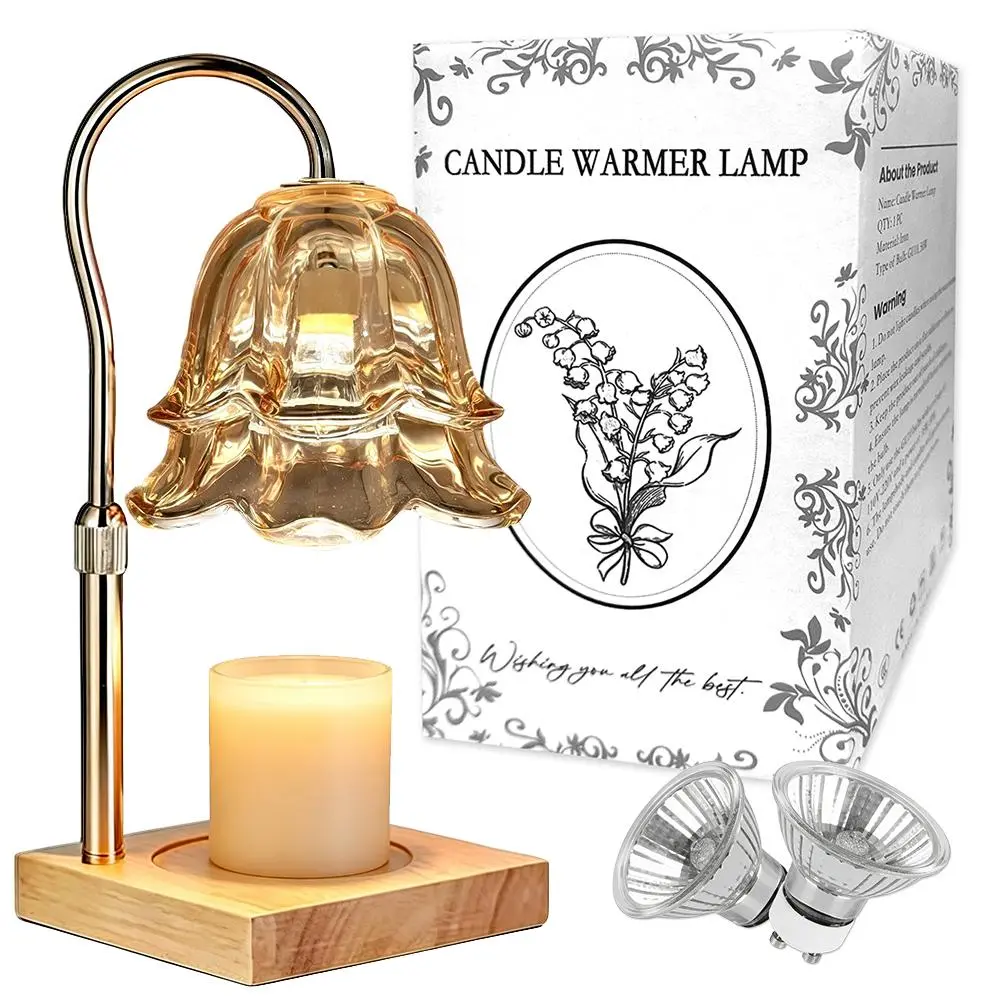 Electric Wax Melt Lamp, Valley Lily Flower Light, Height Adjust Timer, 2 Extra Bulbs Included, Safe Flameless Lamp