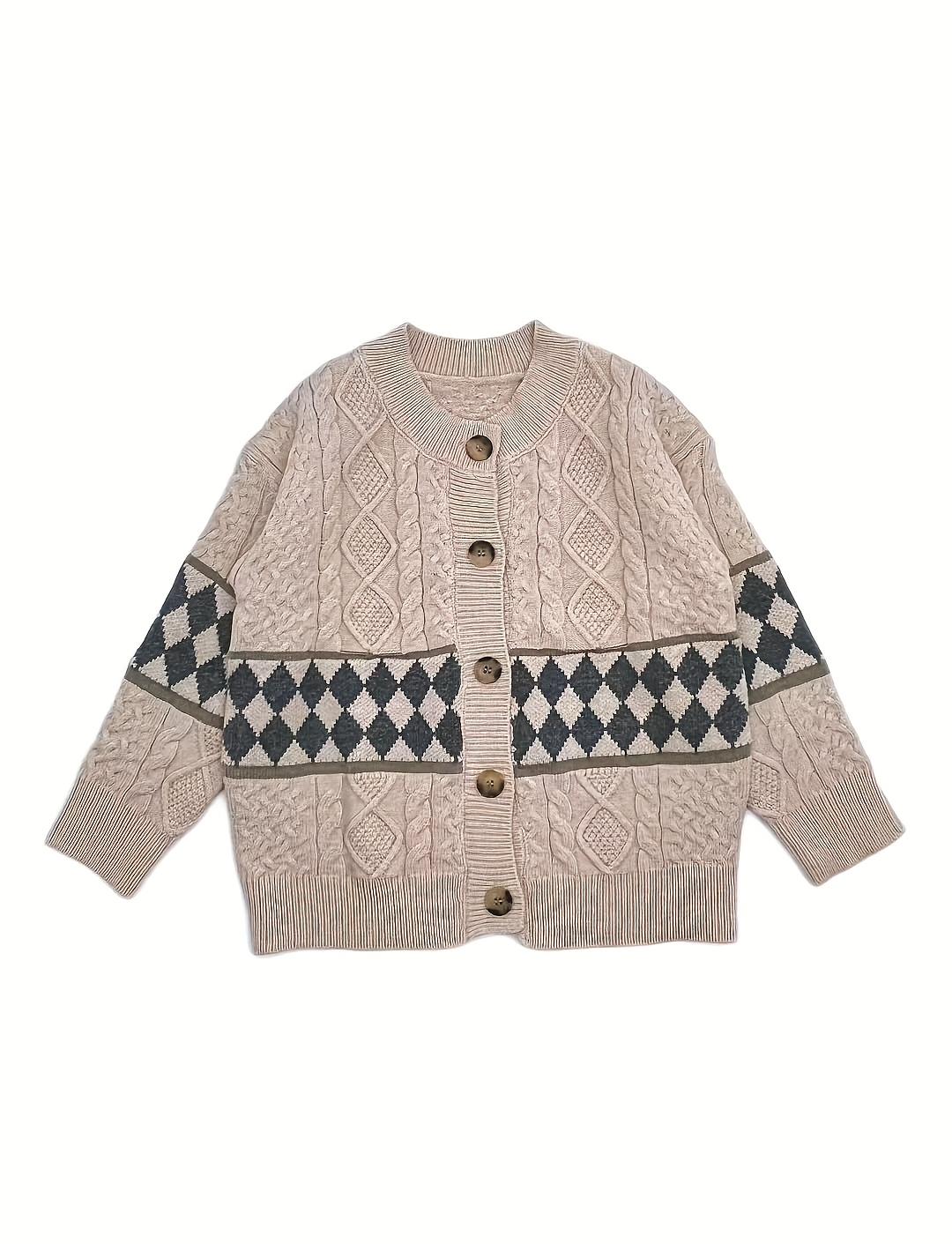 Girls' Sweater Jacket Spring and Autumn New Korean Style Fashionable Casual Knitted Cardigan, Suitable for 3-14 Years Old Girls, Perfect for Daily Wear, Holiday Activities, School, as a Gift, Knitted Cardigan, Sweater Cardigan, Sweater Card