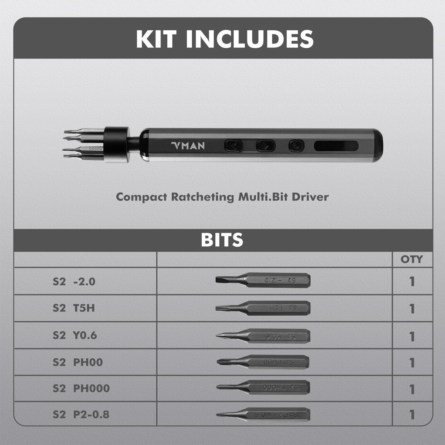 Mini Cordless 4-in-1 Rotary Tool Kit, Portable Electric Screwdriver with S2 Steel Bits, Adjustable Speed Electric Screwdriver for Electronics Repair
