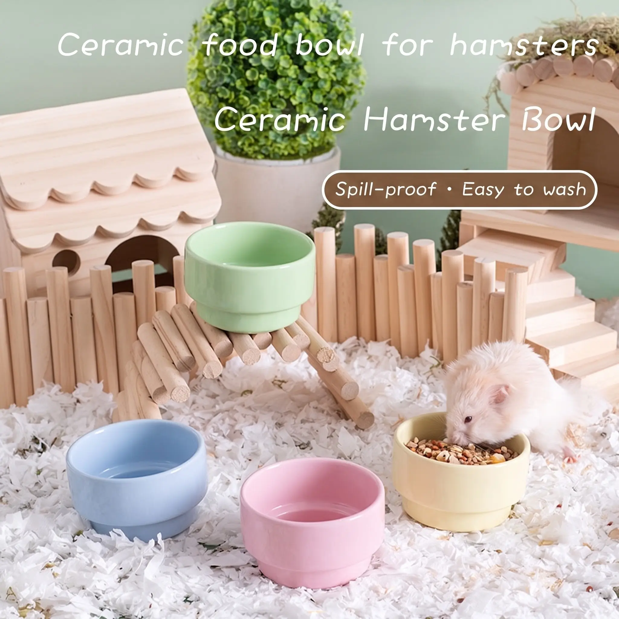 Small Hamster Feeding Food Bowl, Ceramic Guinea Pig Food Dish, No Spill Design, Ideal for Hamsters and Small Animals, Durable and Easy to Clean