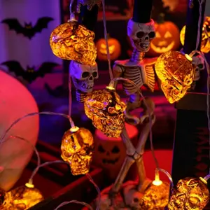 Halloween String Lights, Skull Design, Battery Operated, Perfect for Halloween Decorations, Party Settings, No Batteries Included
