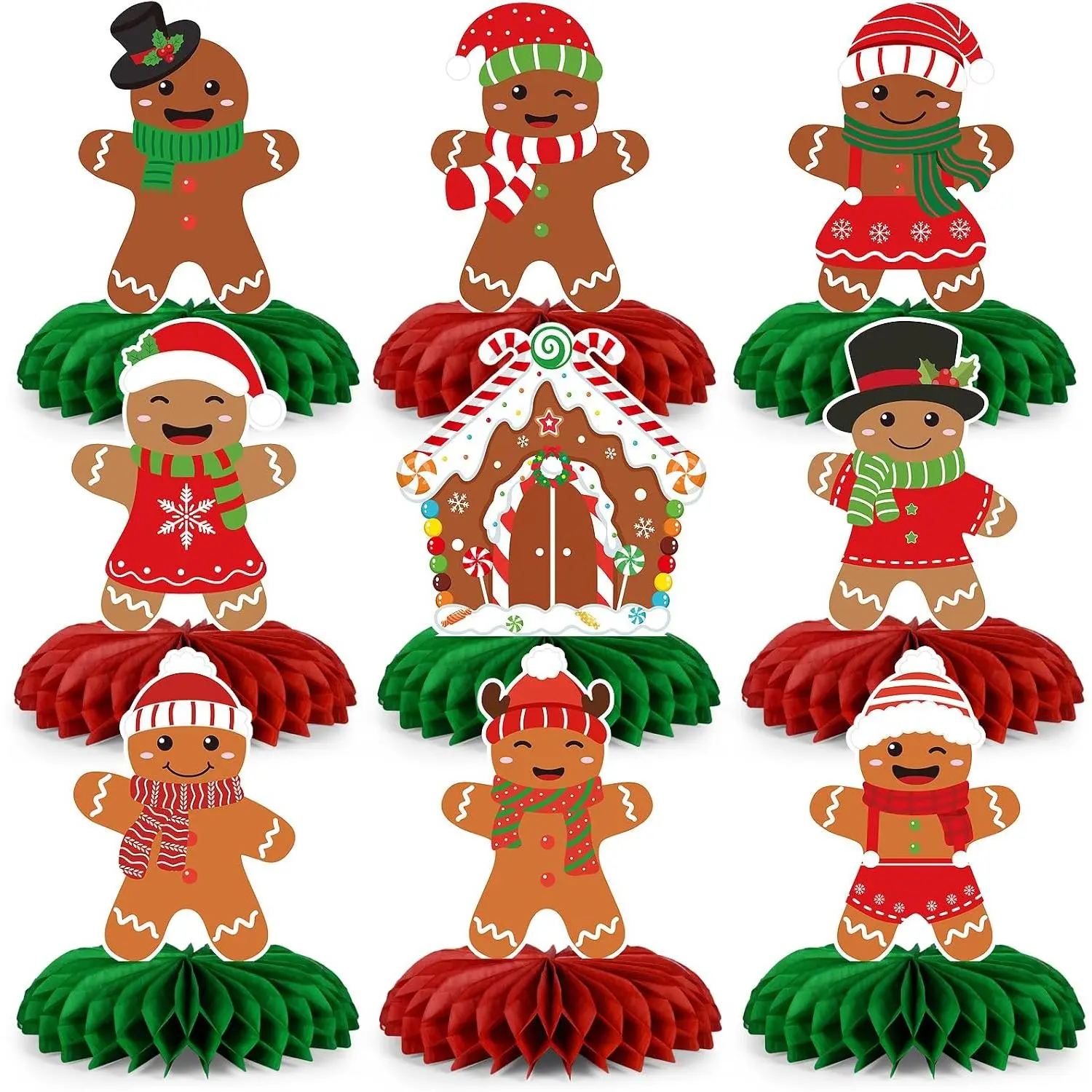 9 count Gingerbread Christmas Party Decorations, Gingerbread  Centerpieces,  Centerpieces for Christmas Party Supplies Table Decorations(Gingerbreads)