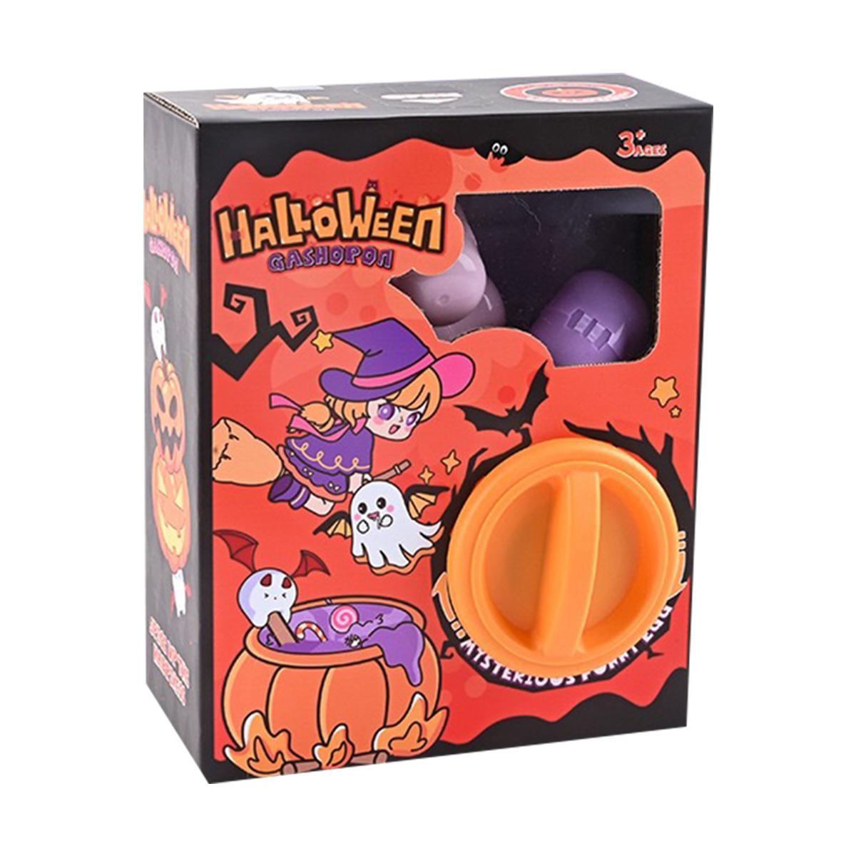 Halloween Mini Capsule Toy Machine with 6 Random Surprise Eggs, Fun Gifts for Kids Aged 3 and Up, Perfect Halloween Party Decoration