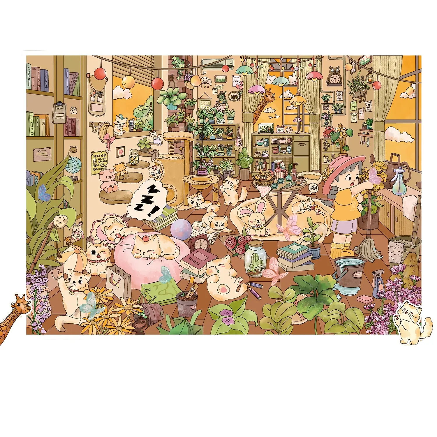 Immersive 3D Scene Stickers, Large Miniature Scene Stickers, Multi-Element House Animal Person Combination, Fun Educational Craft Toy, High Aesthetic Collectible Decorative Stickers, DIY Decorative Stickers