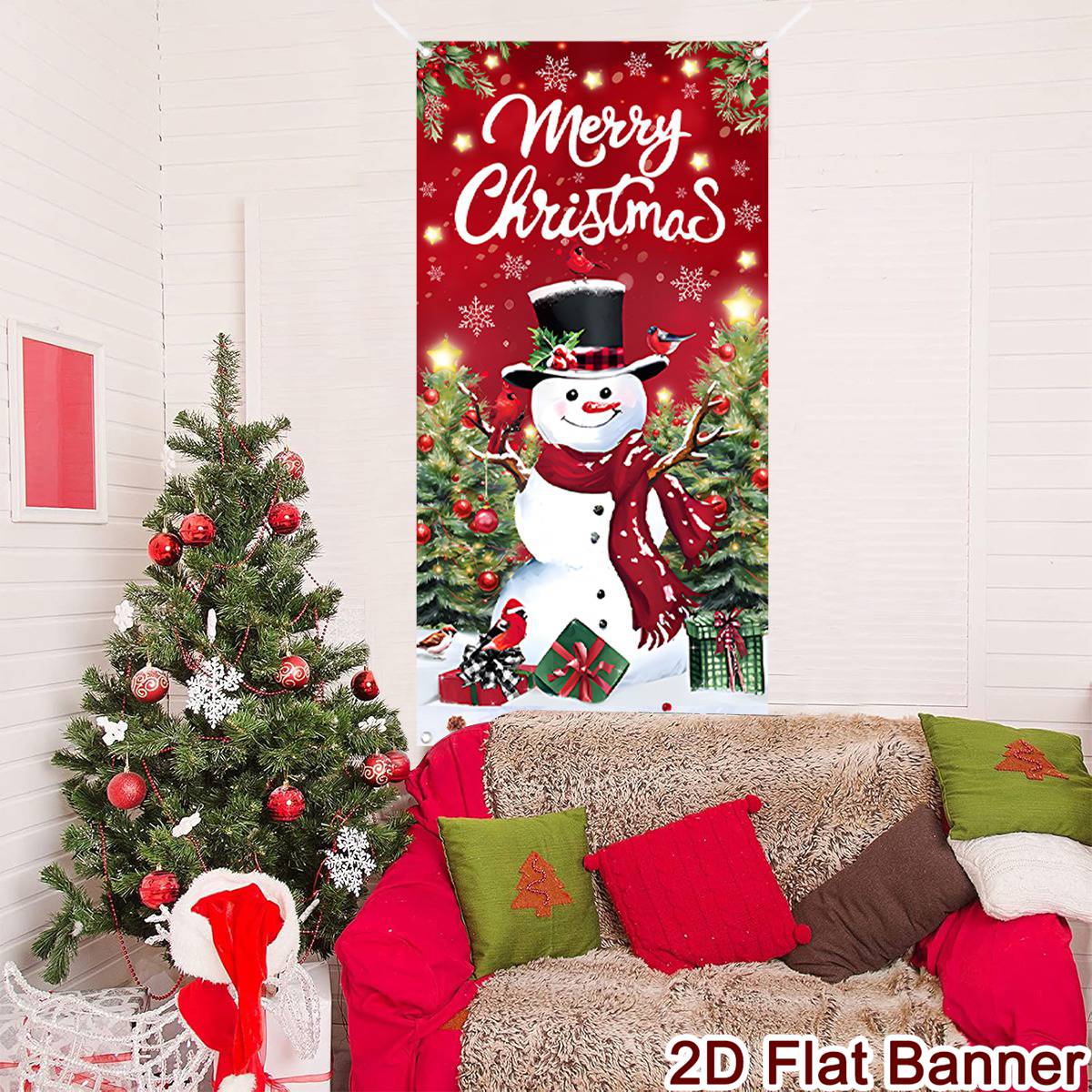 Christmas Door Banner Merry Christmas Decor for Home 2025 Xmas Hanging Wall Door Decor Navidad Noel Happy New Year Gift 2026