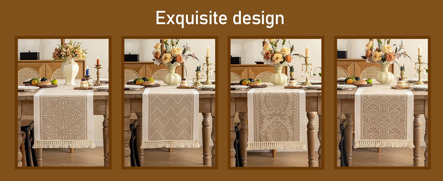 Table 63 Inches,Waterproof Boho with Tassel,for Coffee Table