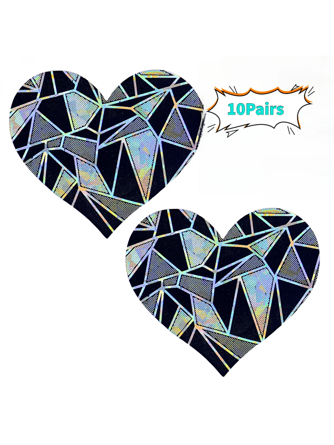 10 pairs of distressed broken-style covering stickers, one-time fashion bust pads, self-adhesive breathable breast stickers. With a one-time design for instant use and disposal, offering extreme convenience. Ideal for stage performers, fashion styling blo